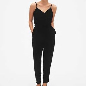Gap Large Black Velvet Wrap Jumpsuit NWT